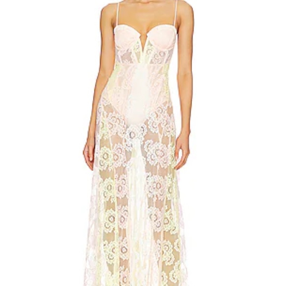 Elegant Sheer Lace Maxi Dress